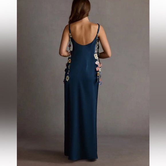 NWT Azazie Atelier Maxi Slip Dress 16 Lorelei Navy Multi Floral Special Occasion - Picture 2 of 16